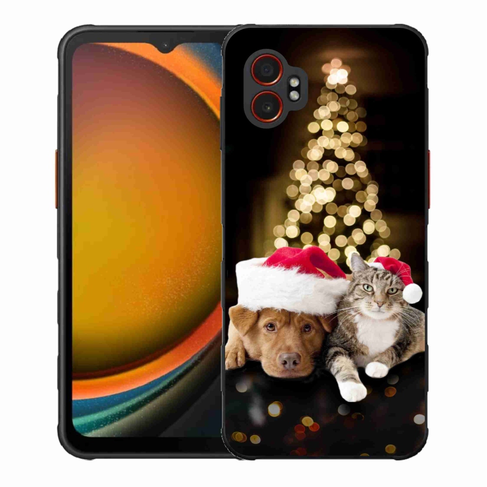 Gelový kryt mmCase na Samsung Galaxy Xcover 7 Pro - vánoční pes a kočka