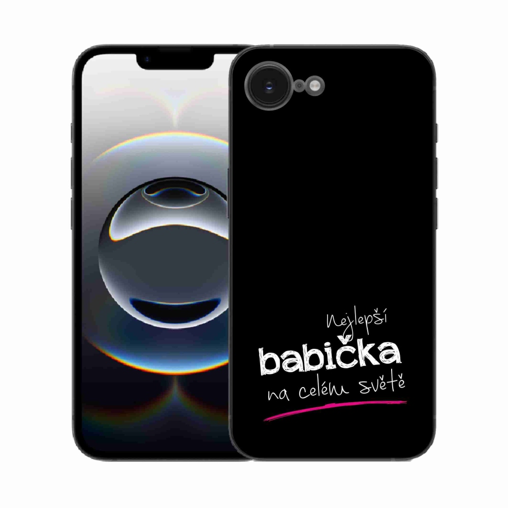 Gelový kryt mmCase na iPhone 16e - nejlepší babička 4 černé pozadí