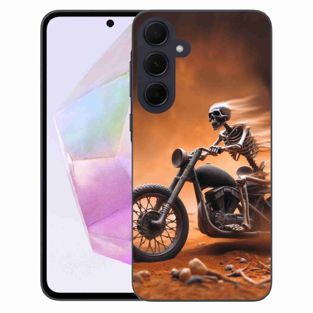 Gelový kryt mmCase na Samsung Galaxy A35 5G - kostra na motorce