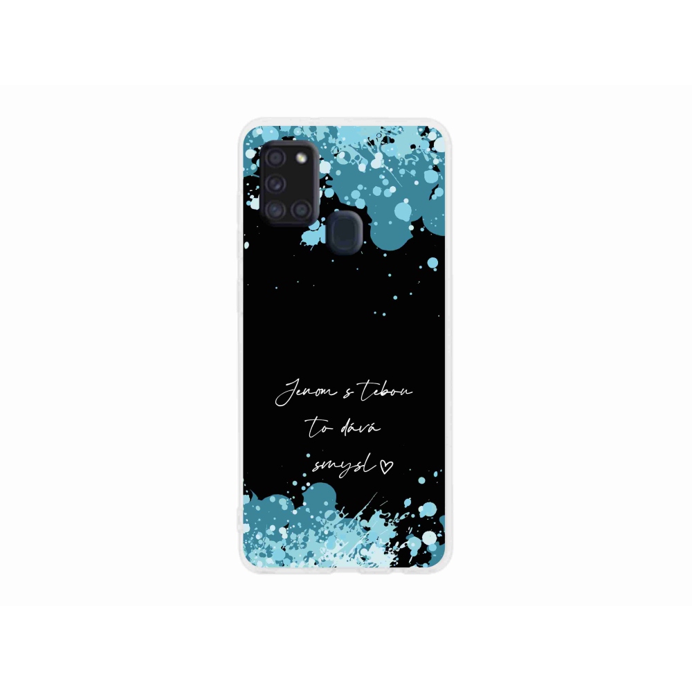 Gelový kryt mmCase na Samsung Galaxy A21s - zamilovaný text černé pozadí