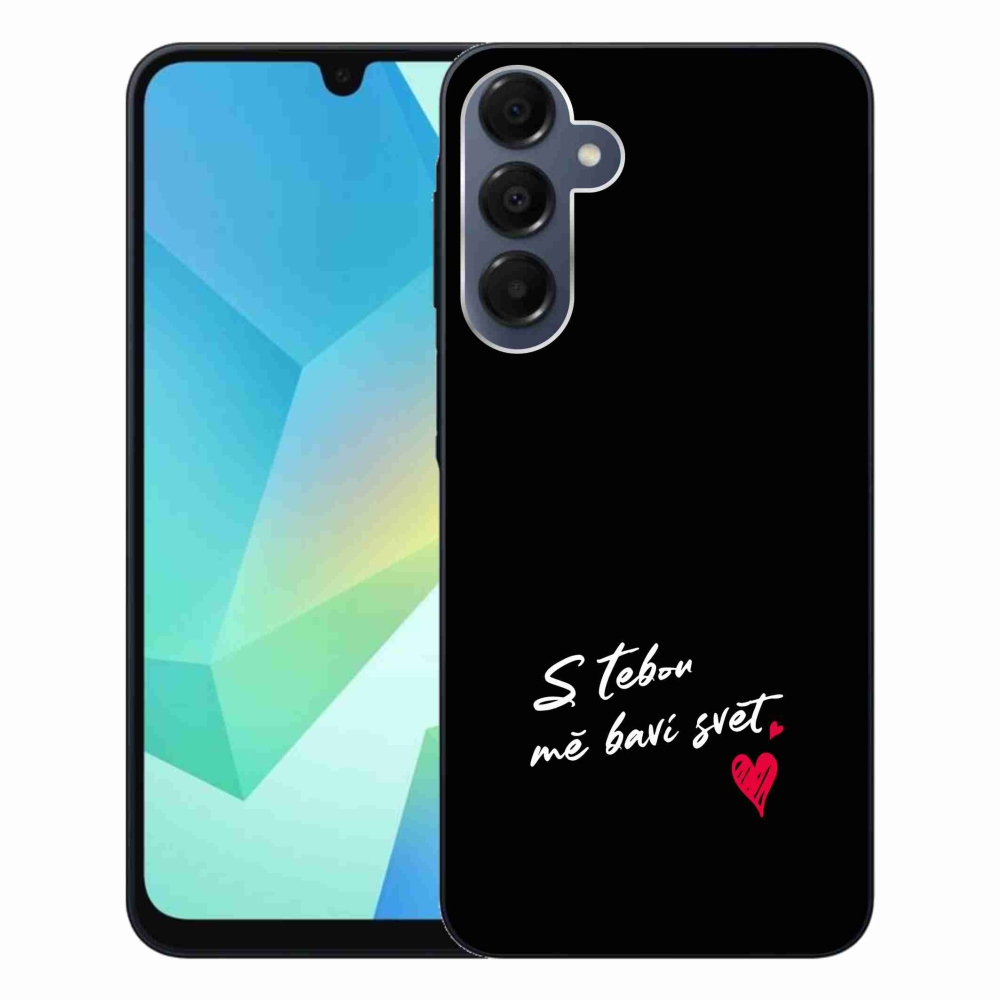 Gelový kryt mmCase na Samsung Galaxy A16 4G/5G - zamilovaný text 1 černé pozadí