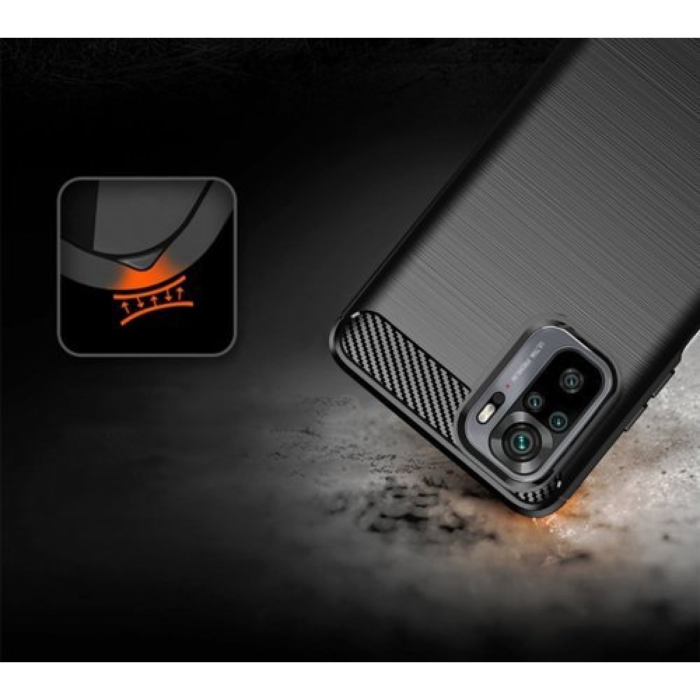 Carbon odolný gelový obal na Xiaomi Redmi Note 10 4G/Redmi Note 10S/Poco M5s - černý