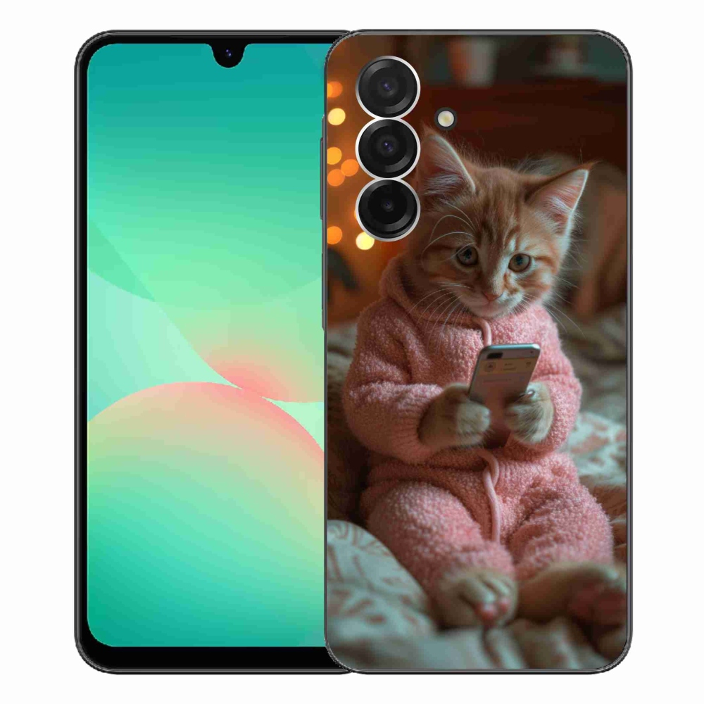 Gelový kryt mmCase na Samsung Galaxy A26 5G - kotě s mobilem