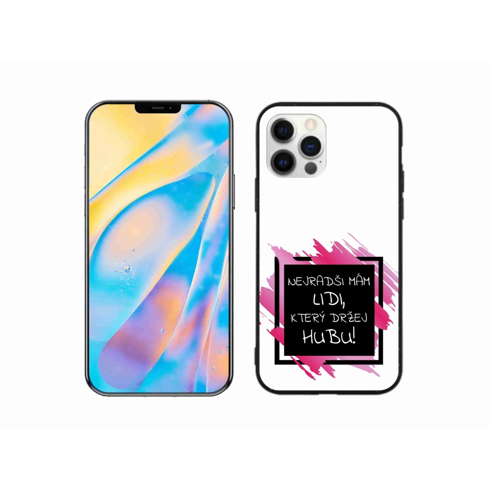Gelový kryt mmCase na iPhone 12 Pro - vtipný text 7 černobílé pozadí