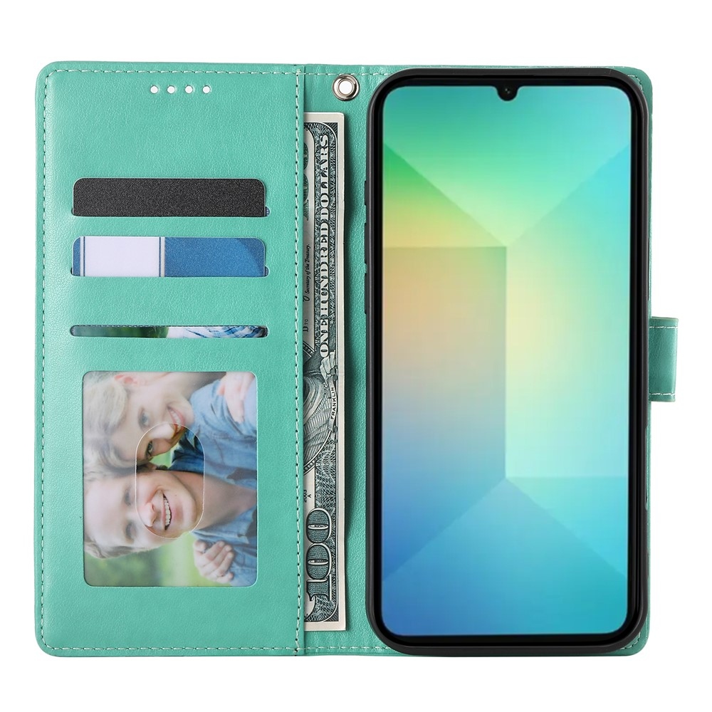 Flowery knížkové pouzdro na Samsung Galaxy A07 4G - modrozelené