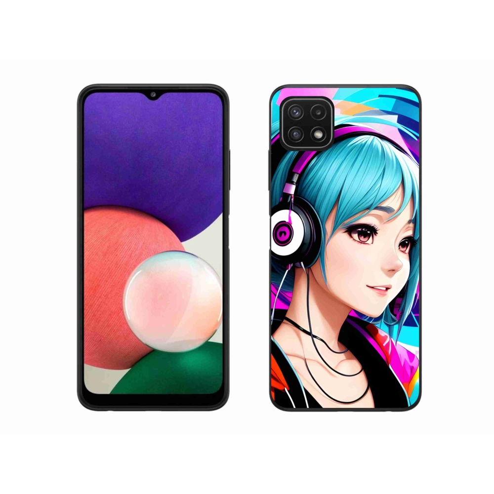 Gelový kryt mmCase na Samsung Galaxy A22 5G - dívka se sluchátky