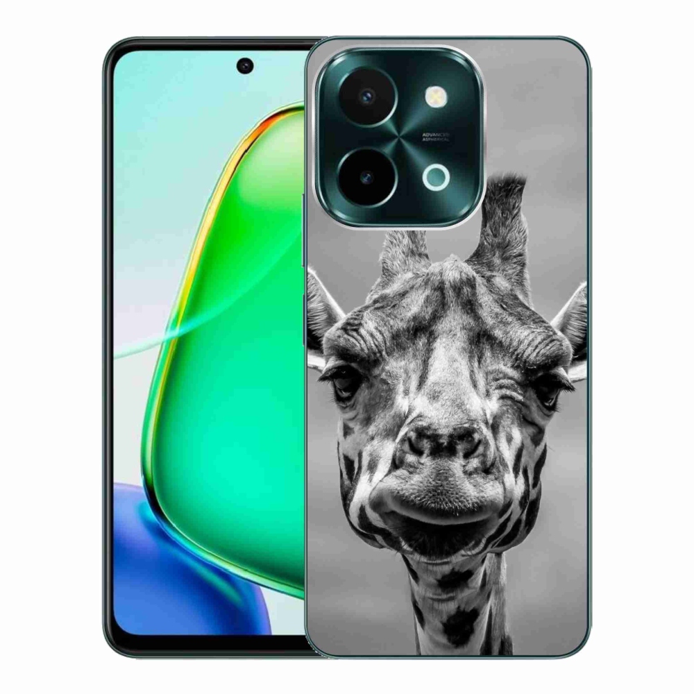 Gelový kryt mmCase na Vivo Y28 - černobílá žirafa