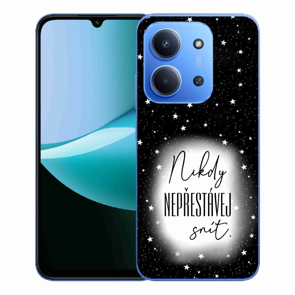 Gelový kryt mmCase na Xiaomi Redmi 15C 4G/5G (173mm) - citát 1 bíločerné pozadí