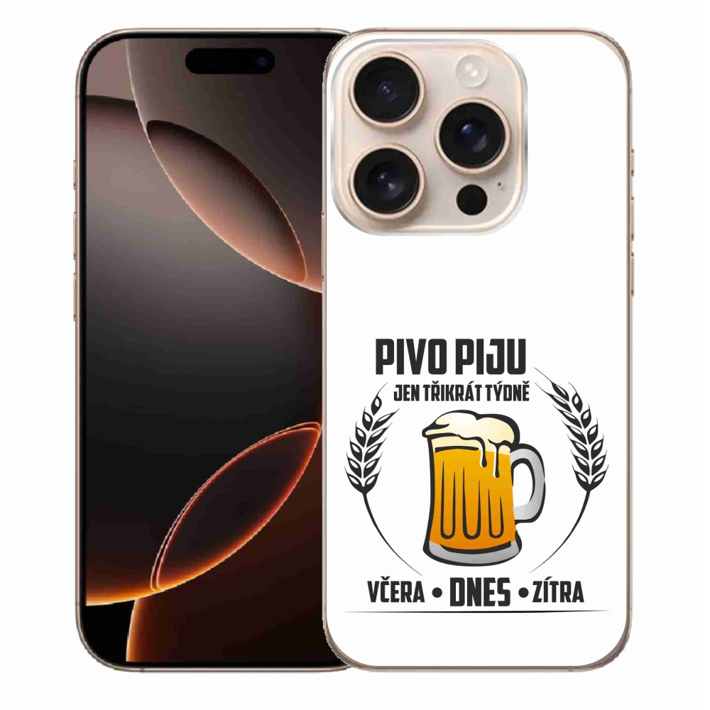 Gelový kryt mmCase na iPhone 16 Pro Max - pivní motiv bílé pozadí
