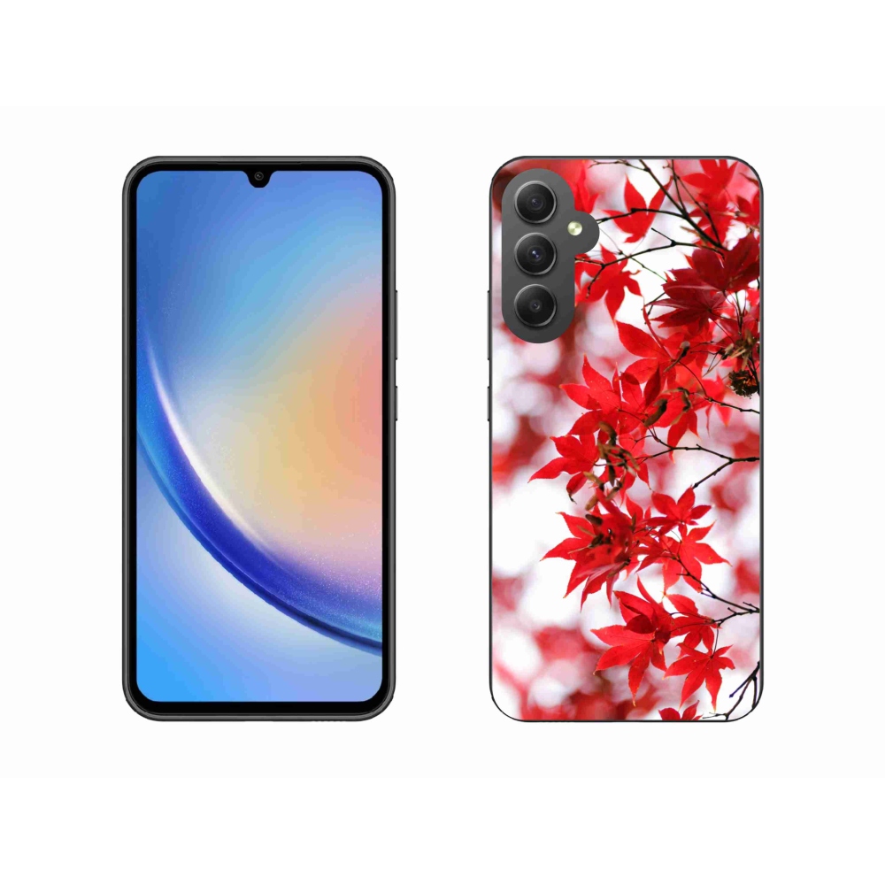 Gelový kryt mmCase na Samsung Galaxy A34 5G - červené listy