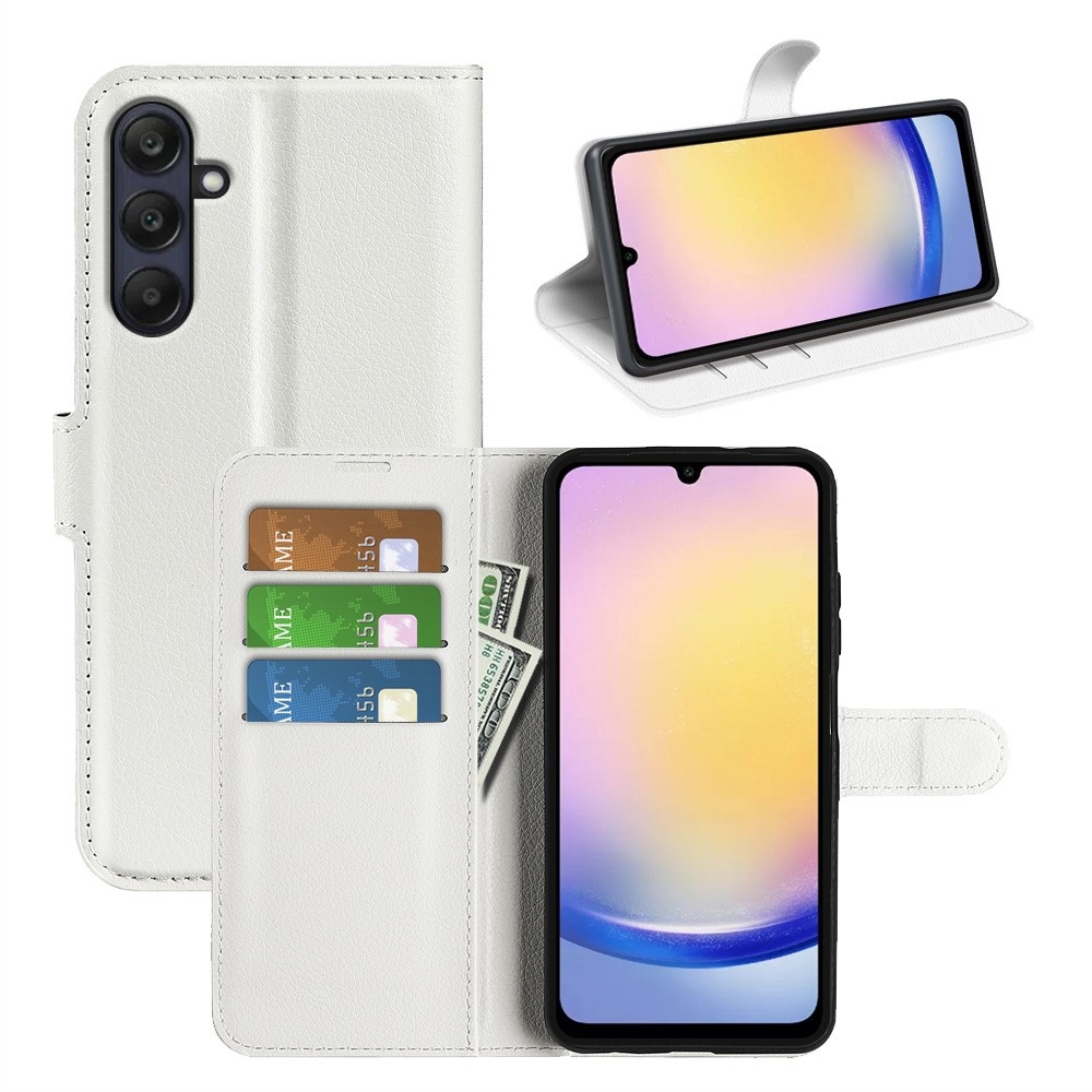 Litchi knížkové pouzdro na Samsung Galaxy A26 5G - bílé