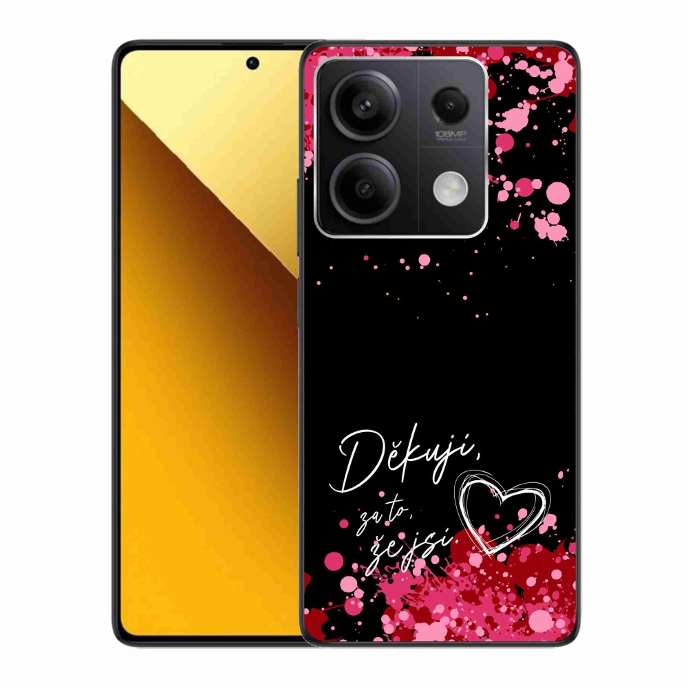 Gelový kryt mmCase na Xiaomi Redmi Note 13 5G - zamilovaný text 2 černé pozadí