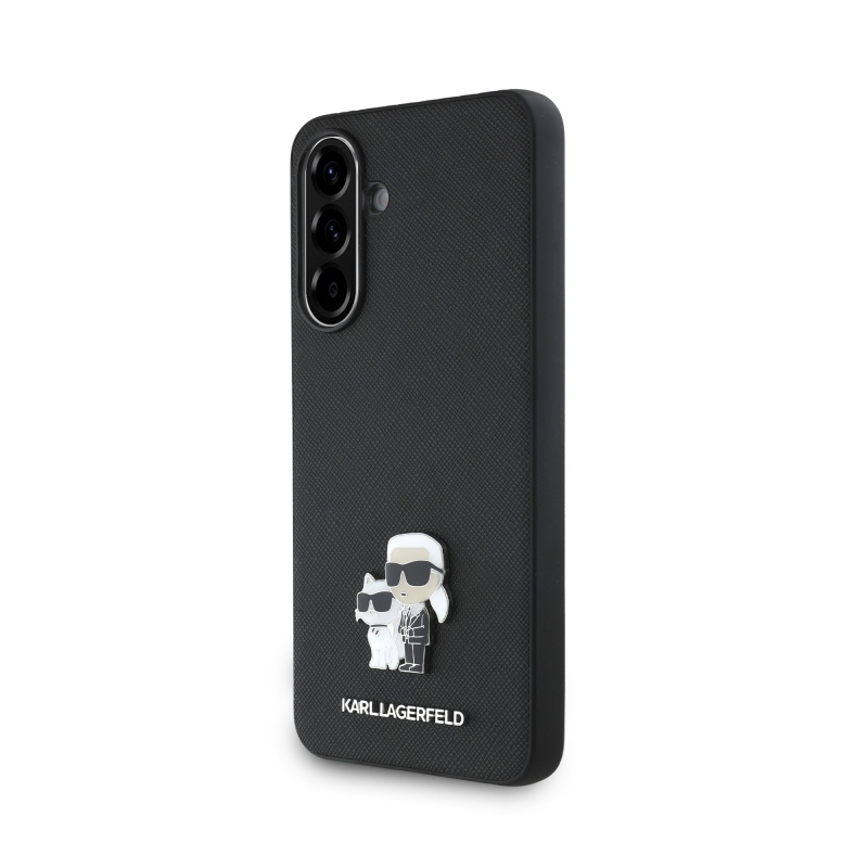 Karl Lagerfeld PU Saffiano Metal Karl and Choupette Zadní Kryt pro Samsung Galaxy A56 Black