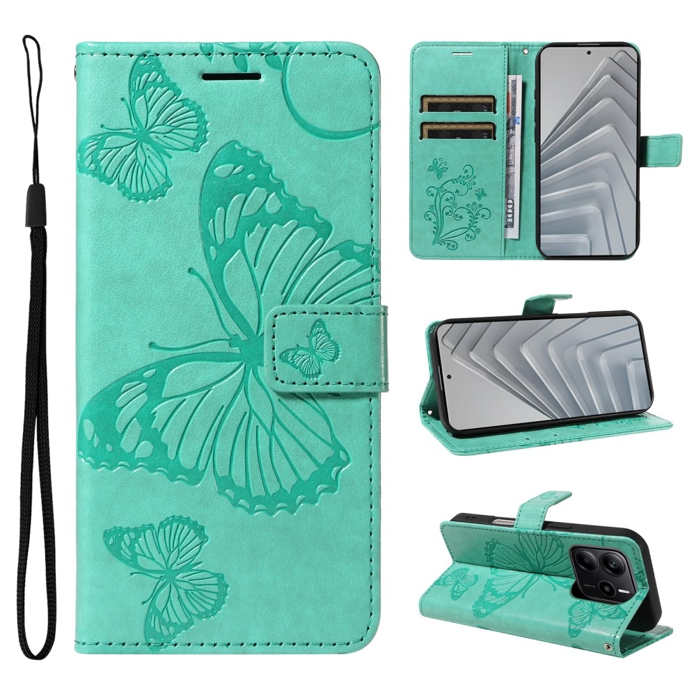 Big Butterfly knížkové pouzdro na Xiaomi Redmi Note 14 - modrozelené