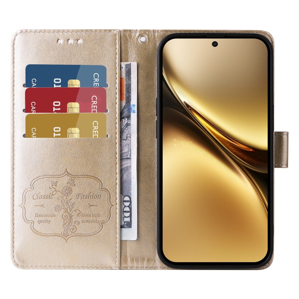 Flowery knížkové pouzdro na Vivo X200 Pro 5G - zlaté