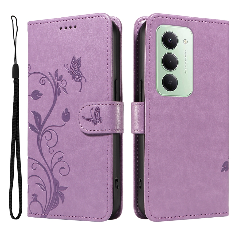Flowery knížkové pouzdro na Xiaomi Redmi 15 4G (171mm) - světlefialové