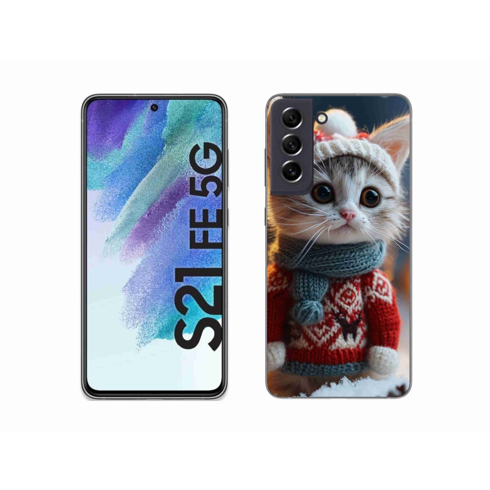 Gelový kryt mmCase na Samsung Galaxy S21 FE 5G - kotě ve svetru
