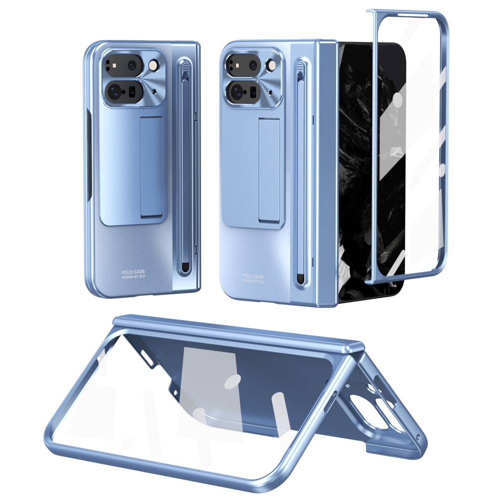 Hinge plastový kryt se stylusem a ochranou displeje na Google Pixel 10 Pro Fold - modrý