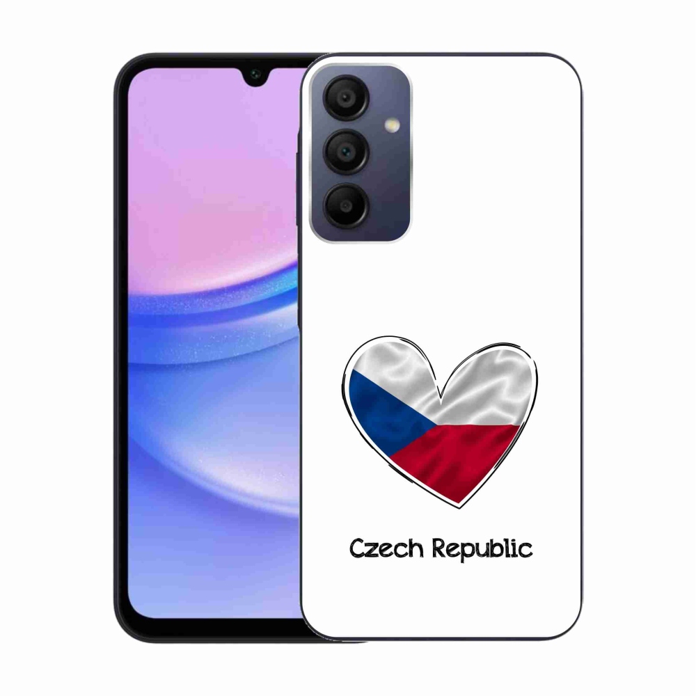 Gelový kryt mmCase na Samsung Galaxy A15 4G/5G - vlajka srdce bílé pozadí