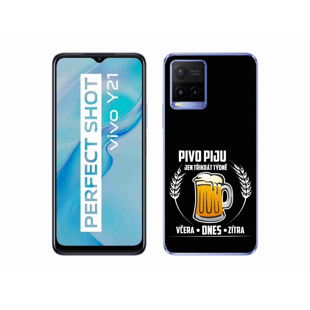 Gelový kryt mmCase na Vivo Y21/Y21s/Y33s - pivní motiv černé pozadí