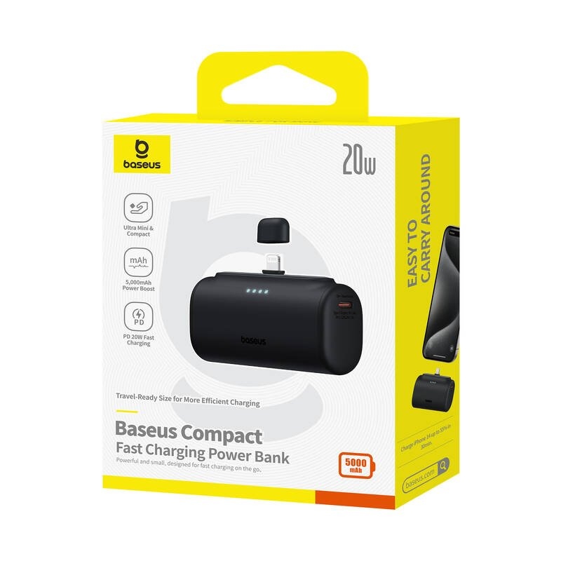 Baseus Compact (IP Edition) 20W Fast Charge USB-C Powerbanka 5000mAh Cluster Black
