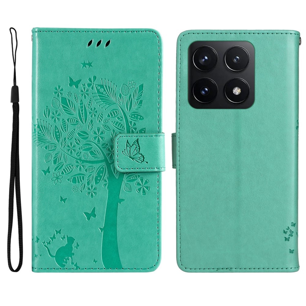 Trees knížkové pouzdro na Xiaomi 14T - modrozelené