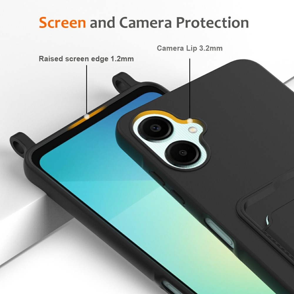 Card gelový obal se šňůrkou na Samsung Galaxy A06 4G - černý