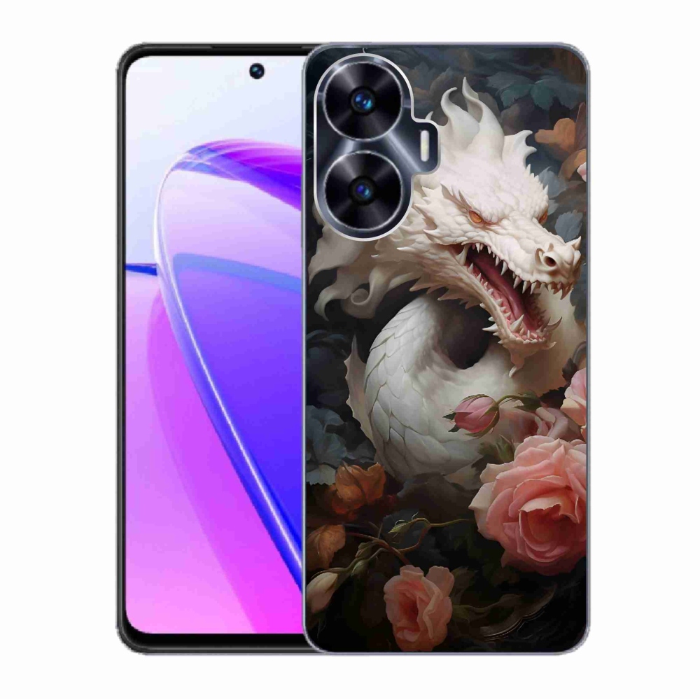Gelový kryt mmCase na Realme C55 - bílý drak