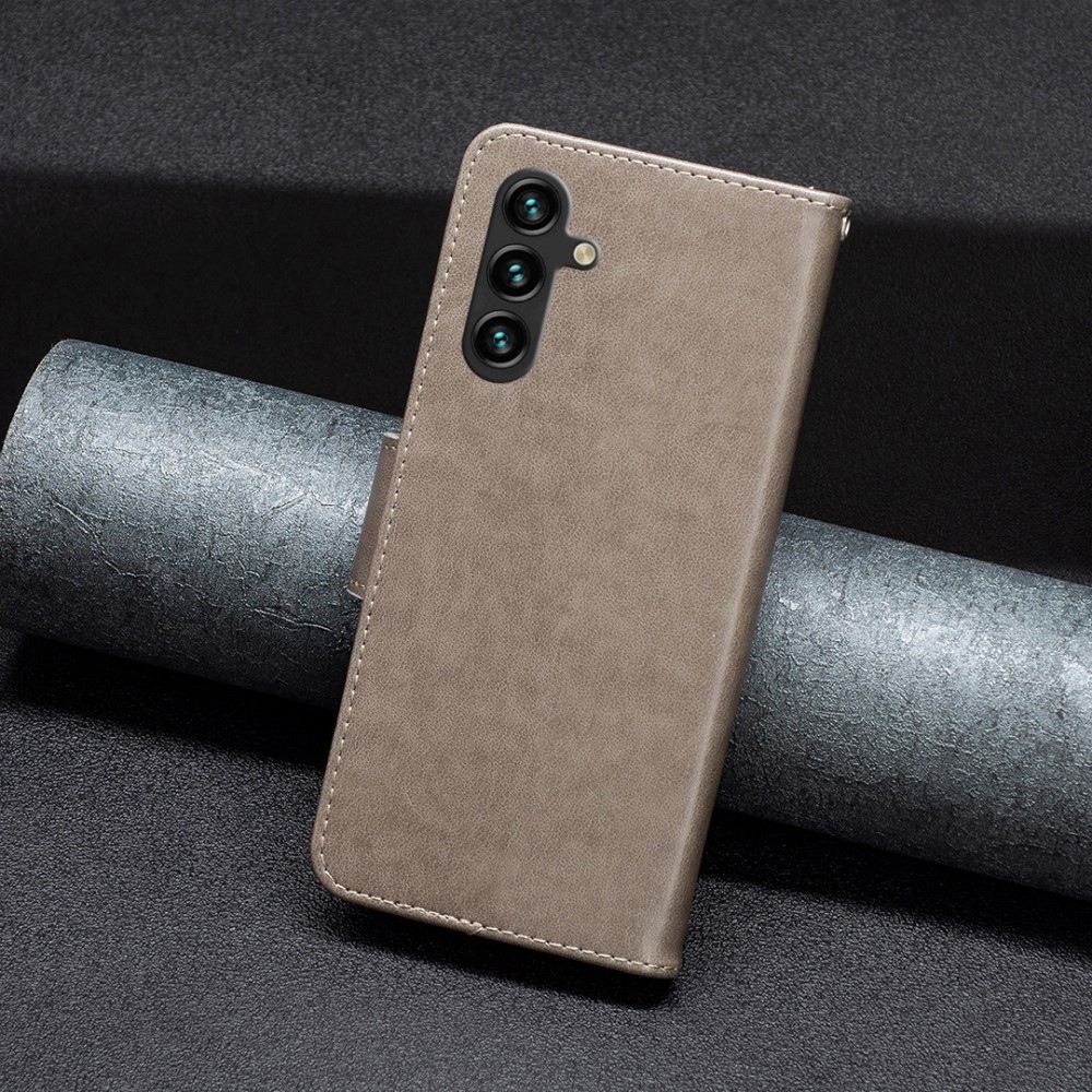 Butterfly knížkové pouzdro na Samsung Galaxy A15 4G/5G - šedé