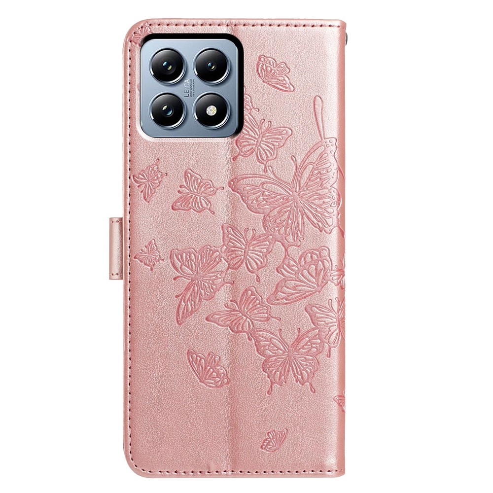 Floral Butterfly knížkové pouzdro na Xiaomi 15T Pro - růžovozlaté
