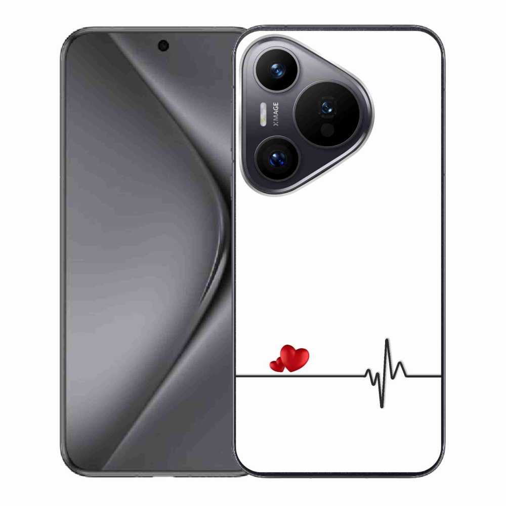 Gelový kryt mmCase na Huawei Pura 70 - srdce a tep bílé pozadí