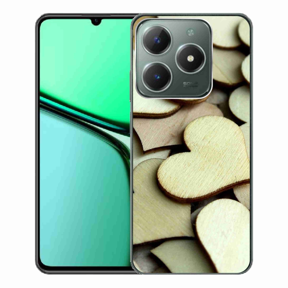 Gelový kryt mmCase na Realme C61 - dřevěná srdíčka