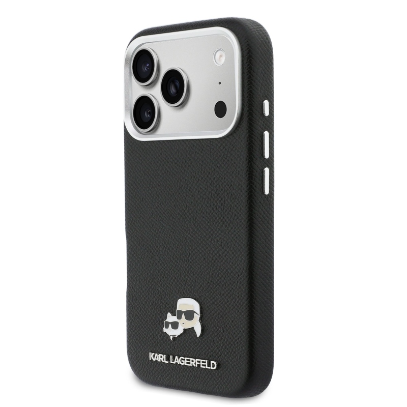 Karl Lagerfeld PU Karl and Choupette Heads Pins MagSafe Zadní Kryt pro iPhone 17 Pro Black