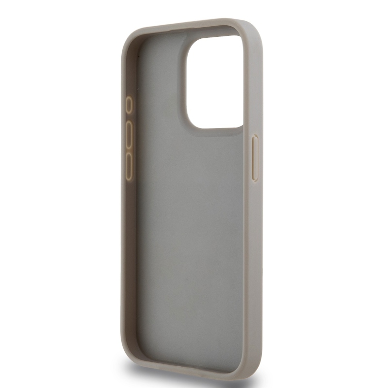DKNY PU Leather Repeat Pattern Tonal Stripe Zadní Kryt pro iPhone 14 Pro Max Beige