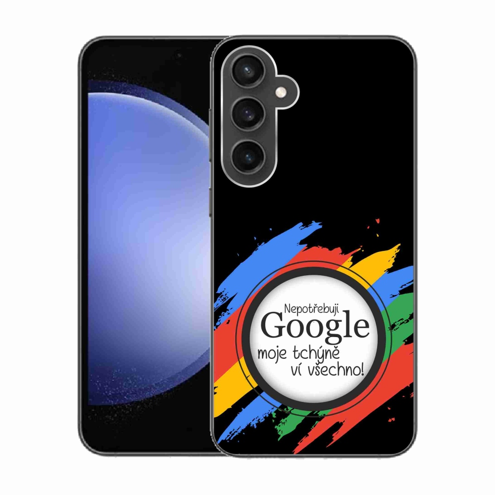 Gelový kryt mmCase na Samsung Galaxy S23 FE - tchýně ví všechno černé pozadí