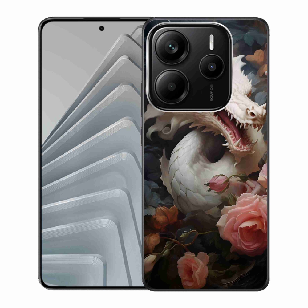 Gelový kryt mmCase na Xiaomi Redmi Note 14 5G - bílý drak