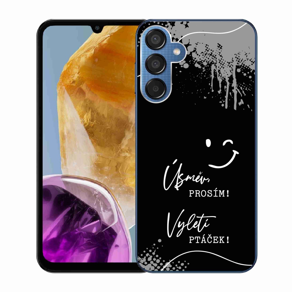 Gelový kryt mmCase na Samsung Galaxy M15 5G - vtipný text 4 černé pozadí