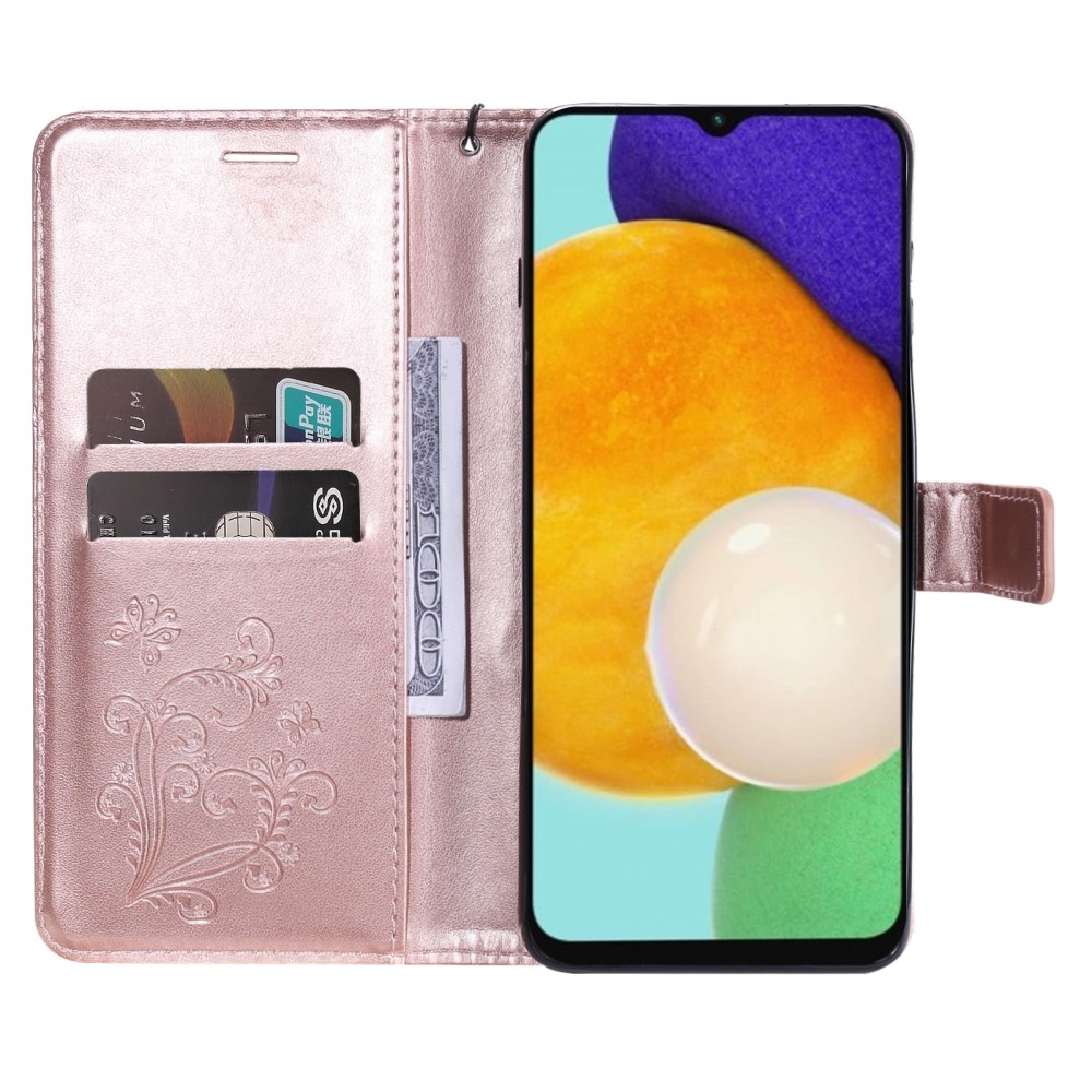 Big Buttefly knížkové pouzdro na Samsung Galaxy A13 5G/A04s - růžovozlaté