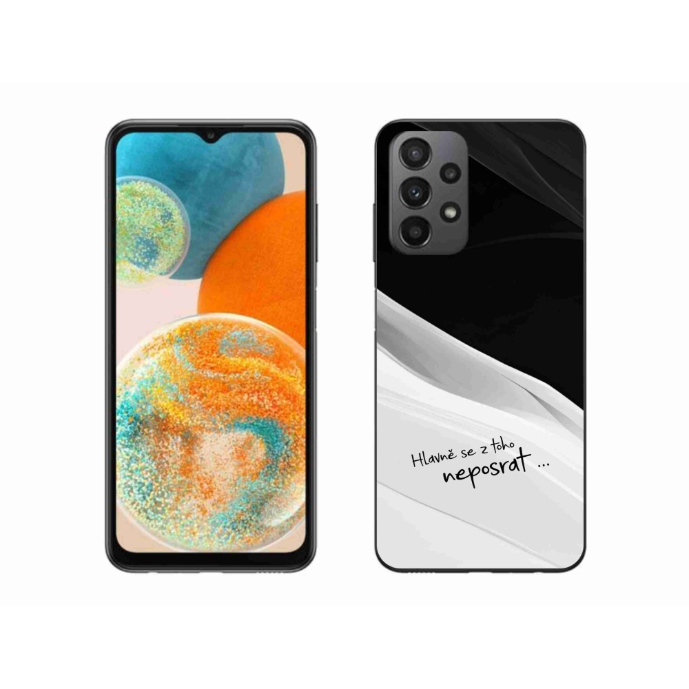 Gelový kryt mmCase na Samsung Galaxy A23 4G/5G - vtipný text 13 bíločerné pozadí