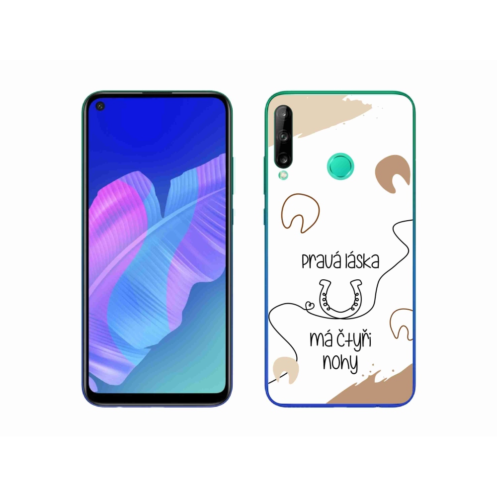 Gelový kryt mmCase na Huawei P40 Lite E - koňský motiv bílé pozadí