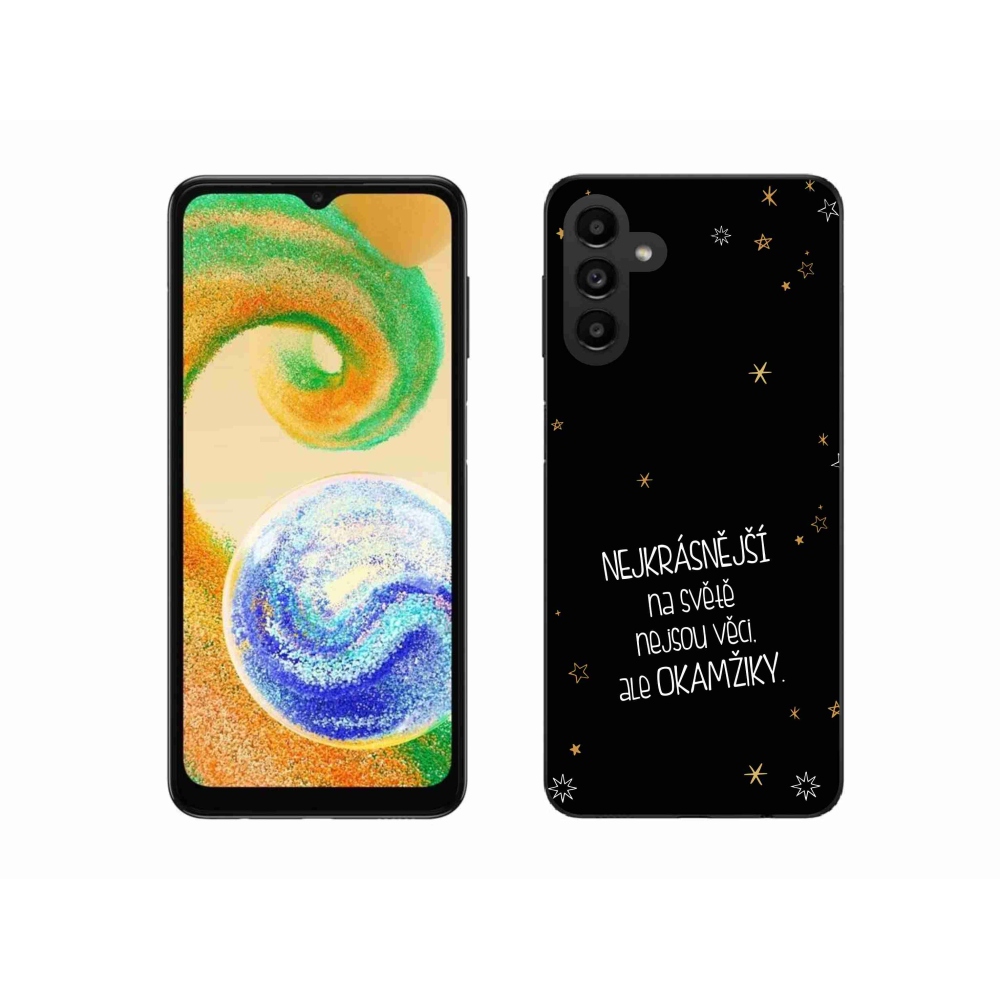 Gelový kryt mmCase na Samsung Galaxy A04s (164.7x76.7x9.1mm) - citát 4 černé pozadí