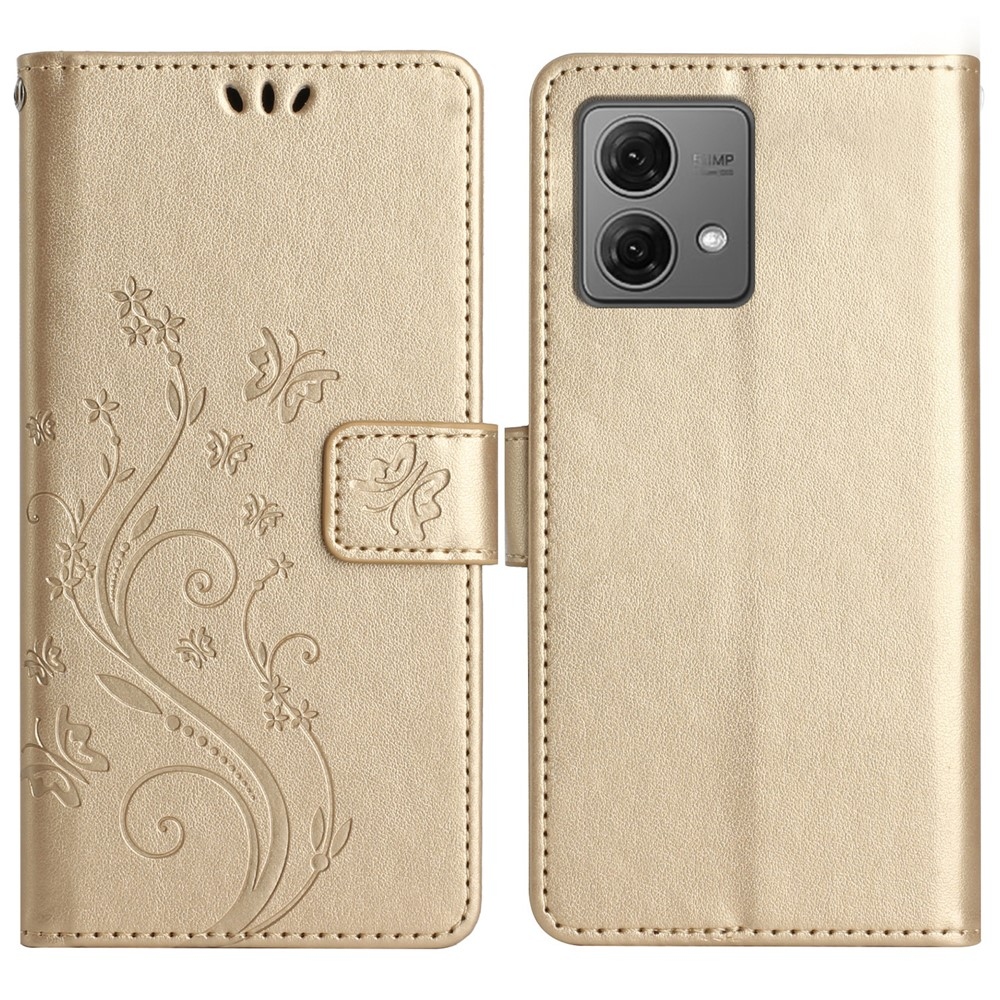 Flowers knížkové pouzdro na Motorola Moto G85 5G - zlaté