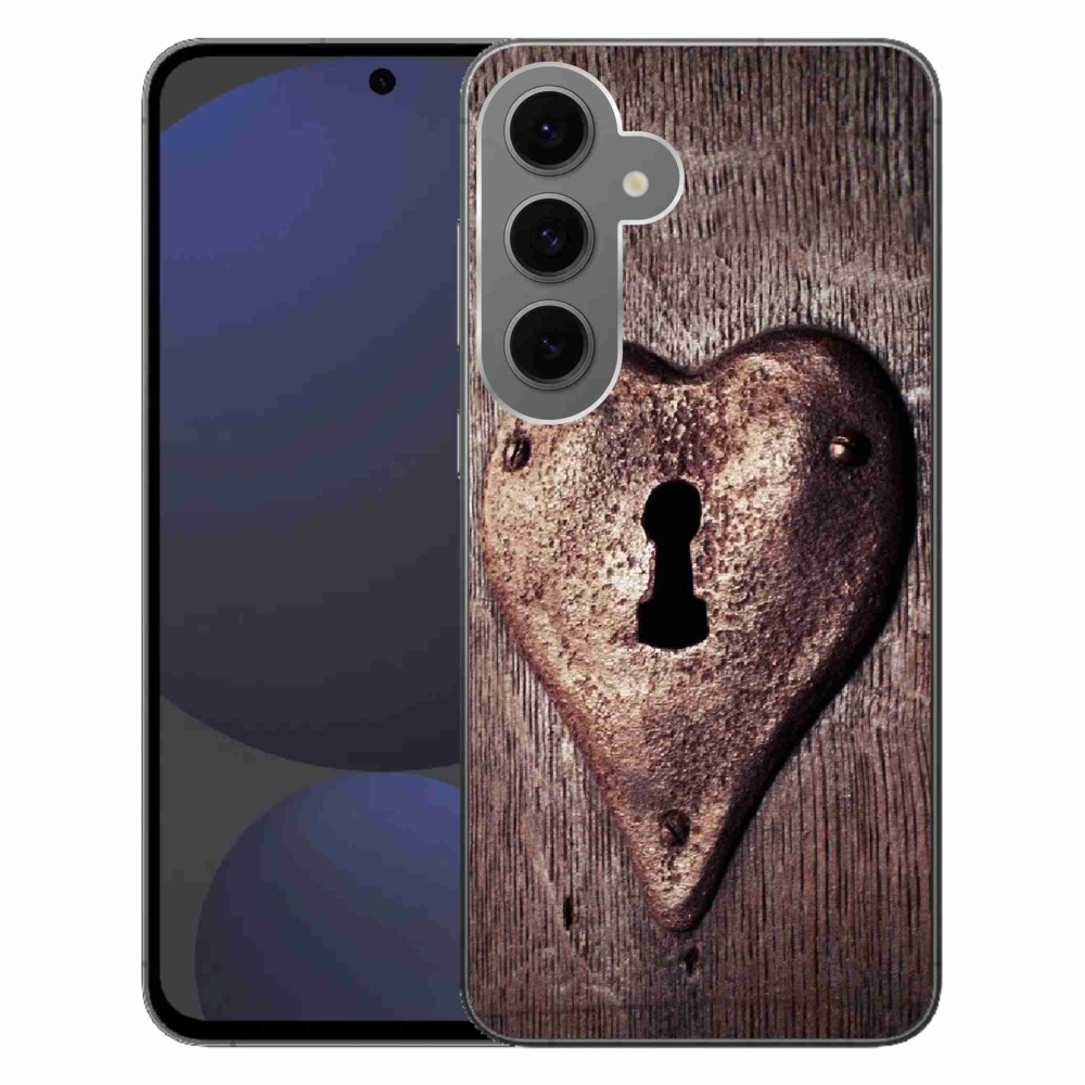Gelový kryt mmCase na Samsung Galaxy S24 FE - zámek ve tvaru srdce
