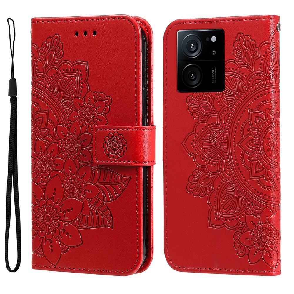 Mandala knížkové pouzdro na Xiaomi 13T/13T Pro - červené