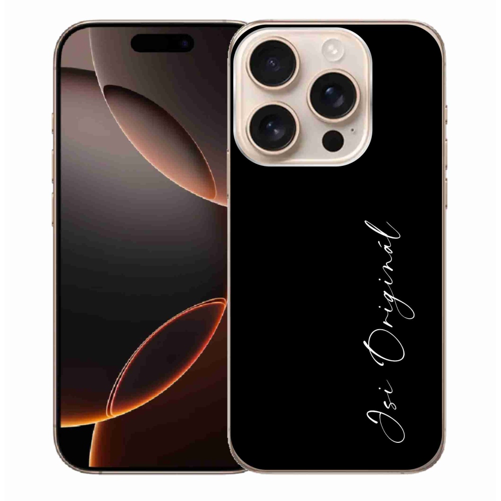 Gelový kryt mmCase na iPhone 16 Pro Max - jsi originál černé pozadí