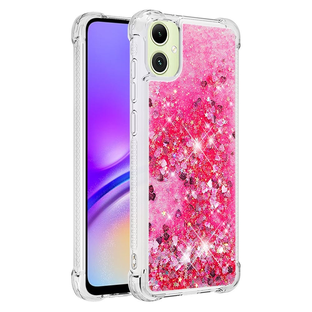 Glitter přesýpací gelový obal na Samsung Galaxy A06 4G - růžový/srdíčka