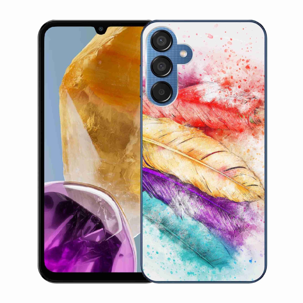 Gelový kryt mmCase na Samsung Galaxy M15 5G - barevné peří