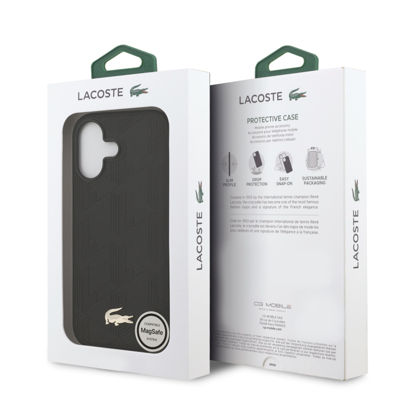 Lacoste PU Nomogramme Gold Logo MagSafe Zadní Kryt pro iPhone 17 Black