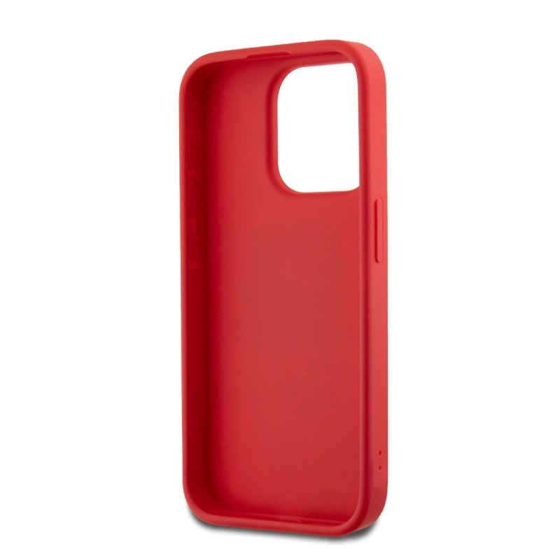DKNY PU Leather Stack Logo Wrist Strap Zadní Kryt pro iPhone 14 Pro Max Red