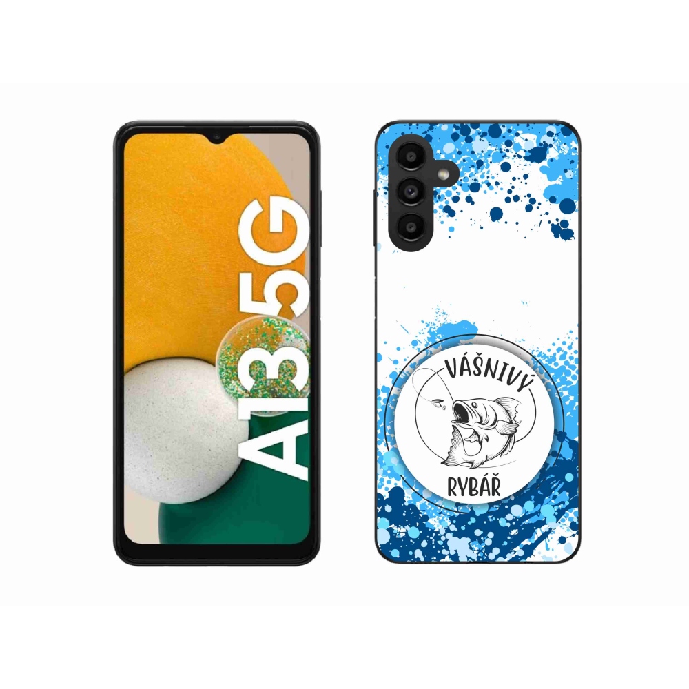 Gelový kryt mmCase na Samsung Galaxy A13 5G - vášnivý rybář bílé pozadí